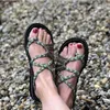 Sandals Women Summer Flip Flop Shoes Mixed Color Matching Rope Knot Beach Toe Roman Casual Comfortable Plus Size Y2302