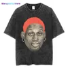 wangcai01 Men's T-Shirts Ripped Washed T Shirt Men Hip Hop Streetwear Dennis Rodman Graphic T Shirt Short Seve T Shirt 2022 Harajuku Men's Fashion Tees 0224H23