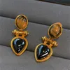 French Vintage Stud Natural Water Drops Tiger Eye Stone Agate Earrings Women Niche Design High Quality Jewelry Accessories