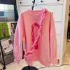 Kvinnor Hoodies Sweatshirts Sweatshirt Sweet Korean Oneck Chain Print Pullovers Candy Color Loose Solid Clothing Student Casual Tops 230224