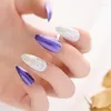 Faux ongles métallochrome lumière polarisée Laser paillettes faux magnifique Nail Art sans couture amovible presse sur pointes colorées