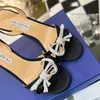 Aquazzura designers sandaler senaste kvinnors klackar satin party sexig båge mode bröllop klänning skor kristall utsmyckad strass stiletto klack ankel remsandal