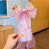 Girls Cute Colorful Long Ribbon Chiffon Bow Hairpins Kids Sweet Headband Hair Ornament Lace Clips Barrettes Fashion Hair Accessories 1729