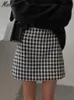 Rokken msfancy plaid mini rok vrouwen zwarte witte mode officiële faldas mujer Koreaanse stijl hoge taille korte jupe 230224