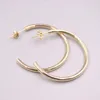 Hoop Earrings Real 18K Yellow Gold 32mm Diameter Big Open Circle Shape Stamp Au750 For Woman
