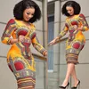 Этническая одежда модная припечатка платья по талии женский этнический стиль упаковка с тазобедренной юбкой V-образной колбасой Африканская женская одежда 230223