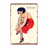 Pin Up Girls Vintage Metal Tin Sign Affiche Sexy Lady Tin Signs American Art Peinture Café Pub Bar Club Casino Mur Décoration Man Cave Home Decor Taille 30X20CM w01