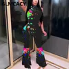 Womens Jumpsuits Rompers Women Pouring Painting Printed Jumpsuit Sleeveless Slim Elegant Overalls Flare 230224