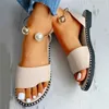 Sandals 2023 New Women's Shoes Summer Fashion Beaded Pearly Women Flats Casual Slingback Y2302