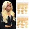 613 Frontals Straight Lace Frontal Closure Hair Ear To Ear Blonde Frontal Virgin Remy Human Hair Blonde Human Hair for Women Free Part Pre Plucked 13x4 Transparent HD