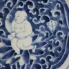 Bols Chinois Ancien Bleu Et Blanc Motif De Figure D'Enfant Assiette En Porcelaine