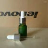 Storage Bottles 10ml Clear/Blue/Green/Brown Frosted Glass Essential Oil Bottle With Aluminum Shiny Silver Ring White/Black Rubber Cap.