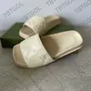 2023 Summer Women Platform Slide Designer Quilting Sandals Real Leather Luxury Flat Slippers Rubber Thick Bottoms Flip Flops Beach Shoes NO435