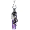 Pendentif Colliers FYJS Unique Plaqué Argent Fleur Forme Géométrique Améthystes Pierre Lien Chaîne Collier Lapis Lazuli Bijoux