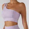 Completo da yoga Reggiseno a costine asimmetrico monospalla Reggiseno elastico a prova di sport Gilet fitness da corsa ad asciugatura rapida da donna