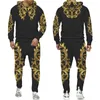 Tracksuits voor heren Fashion Golden Lion Men's Hoodie Sweatwear Hoodie Spring en Autumn 3D Printing tweedelige set Z0224