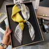 Women 100 Silk Paisley Scarf Square Shawl Hair Wraps Neckerchief Yellow Grey 70cm