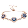 Link Chain tennis round disco evil eye charm fashion jewelry rose gold color bracelet bangle G230222