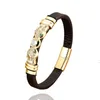 Chaîne à maillons Nouveau 2022 Haute qualité Vintage Hommes Bracelet en cuir Fermoir en acier inoxydable Accessoires en métal élégants Bracelets animaux Bijoux G230222