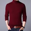 Men's TShirts Men Brand High Neck Knitted Pullover Bottoming Shirt Arrivals Male Fashion Casual Slim Solid Color Stretch Wool Sweater 230223