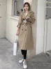 Women's Trench Coats Fashion Double-Breasted Women Trench Coat Long Belted Slim Lady Duster Coat Cloak Female Outerwear Spring Autumn Clothes 230223