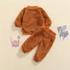 Conjuntos de roupas 0-36m Baby Autumn Invernit Roupet Solid Color Solid Fluffy Mangas compridas Tops de calça as garotas para meninos roupas quentes