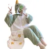 Dames slaapkleding Cartoon gewaad Set Warm Kimono Bathrobe 2pcs Huiskleding Nachtwear voor meisjes Coral Fleece Haped Nighthad Oversized Home Doek