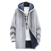 Erkek Sweaters Autumn -Winter moda gündelik düz renkli orta uzunluklu kazak polar ve kalın sıcak yüksek kaliteli ceket 5xl 230223