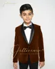 Ensembles de vêtements beau bordeaux veste en velours pantalon noir garçon costume de mariage châle revers enfants soirée formelle performance robe de célébrité 2 pièces W0224