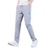 Men's Pants Stylish Sports Bottoms Elastic Waist Warm Pure Color Lace-up Long Daily Wear