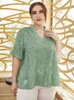 Women's Plus Size T-Shirt 4XL Plus Size Shirts Women Tops Half Sleeve V Neck Blouses Summer Fashion Solid Loose Sweet Oversize Female Blusa Tunics Top 230224