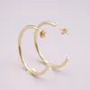 Hoop Earrings Real 18K Yellow Gold 32mm Diameter Big Open Circle Shape Stamp Au750 For Woman