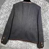 Kurtki damskie 2023 Wiosna Wysokiej jakości moda wełniana kurtka wełniana owczacza dla kobiet O-Neck Four Pockets Runway Vintage płaszcze Kobieta