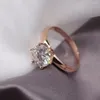 Cluster Rings 14k Rose Gold Ring Classic 6 Moissanite VVS1 Round Cut 1CT 2CT 3CT Engagement Anniversary