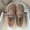 Dress Shoes Fashion Luxury Lambswool Loafers Moccasins Femme Winter Cotton Shoes Women Warm Plush Loafers Curly Furry Sheep Fur Flats 230224