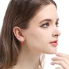 Stud Earrings Authentic 925 Sterling Silver Earring Rose Gold Leaf Bodhi Crystal For Women Girl Wedding Party Jewelry Gift