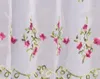 カーテンピンク刺繍フラワーホローシアーパストラルスタイルキッチンカフェ装飾チューブショートカーテンセミシェードウィンドウ
