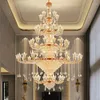 Lampes suspendues de luxe de style européen lustre en cristal duplex bâtiment salon phares éclairage français lumière