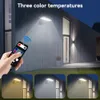 LED-solbelysning utomhus ￶versv￤mningsljus 4 l￤gen r￶relsesensor ljus, 90-ledda, svala, ljuskontroll, fj￤rrkontroll, s￤kerhetsv￤ggslampa, str￥lkastare, tr￤dg￥rdsg￥rd garageport staket villa