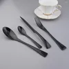 Dinnerware Sets 4pcs Stainless Steel Cutlery Set Mirror Flatware Western Style Black Fork Spoon Knife Accessories Silverware