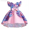 Mädchen Kleider 2023 Baby Mädchen Prinzessin Ballkleid Kinder Blumen Gedruckt Patchwork Langes Kleid Säuglings Violine Klavier Leistung Kommen Kid partywear W0224