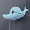 Bath Accessory Set Cartoon Whale Shape Soap Box Cleaning Sponge Holder Drain Non-slip Drying Stand Rack WallCartoon