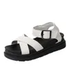 Sandaler Bonjomarisa Märkesdesign Öppen Toe Platform Chunky Heel Punk Leisure Women's Sandals Casual Buckle Black White Trendy Shoes Woman Z0224