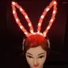 Party Decoration 20st Christmas 18.5cm LED Light Up Söta plyschörar Pannband Kvinnor Flickor Klädbar Birthday Wedding Cosplay