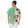 Männer Casual Hemden Sommer Neue Trendyol Männer Hawaiana Kurzarm Strand Hemd Mann Übergroßen Vintage Patchwork Gestreiften Hemden Kleidung Vetement homme Z0224