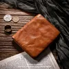 Wallets Retro Wash Men's Short Leather Purse Simple Plant Tanned Small Money Clip High-grade Head Layer Cowhide Student Wallet