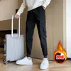 Männer Hosen Herbst Winter Dicke Warme Casual Cargo Für Männer Kleidung 2023 Einfache Slim Fit Seitentaschen Hip Hop Joggers hosen Schwarz 36