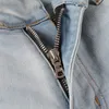 Amirres dżinsy designer spodnie Man High Street Fashion marka lekka jeansowa kolorowa woda do starych otworów białe plaster dopasowanie swobodnych dżinsów z małymi stopami mężczyźni ZFP4
