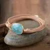 Braccialetti con ciondoli Braccialetto avvolgente di fascia alta Pietre naturali Amazonite Boho Dichiarazione di amicizia lunga Regali per donne Drop 2023