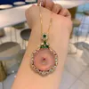 Hanger kettingen Charms roze jade kristallen ketting voor vrouwen rond geboortesteen fijne hoogwaardige sieraden moeder geschenk maagdelijke meisjes